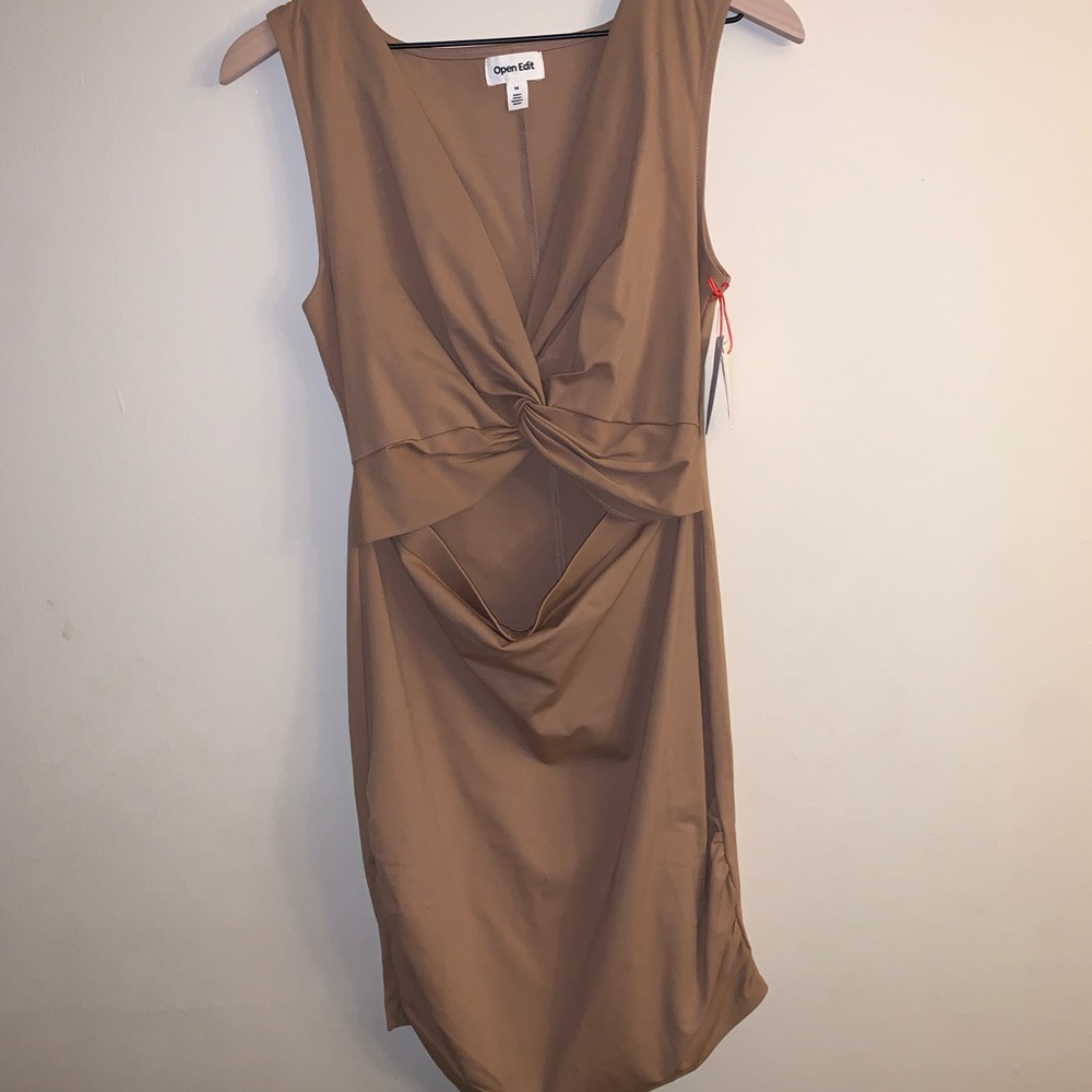 Knot Front Knit Sheath Minidress